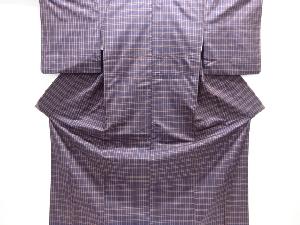 アンティーク　格子織り出し本場泥大島紬着物